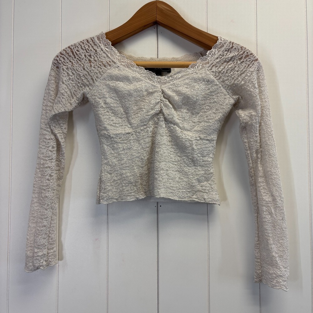 Vibe Sportswear Y2K Babydoll Lace Crop Top Women Size XS Coquette Balletcore